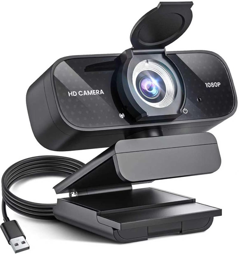 TRAUSI 1080P Webcam with Privacy Cover, Wide-Angle Lens, Noise Cancellation, Plug and Play USB Webcam for Laptop/PC/Desktop - Image 1